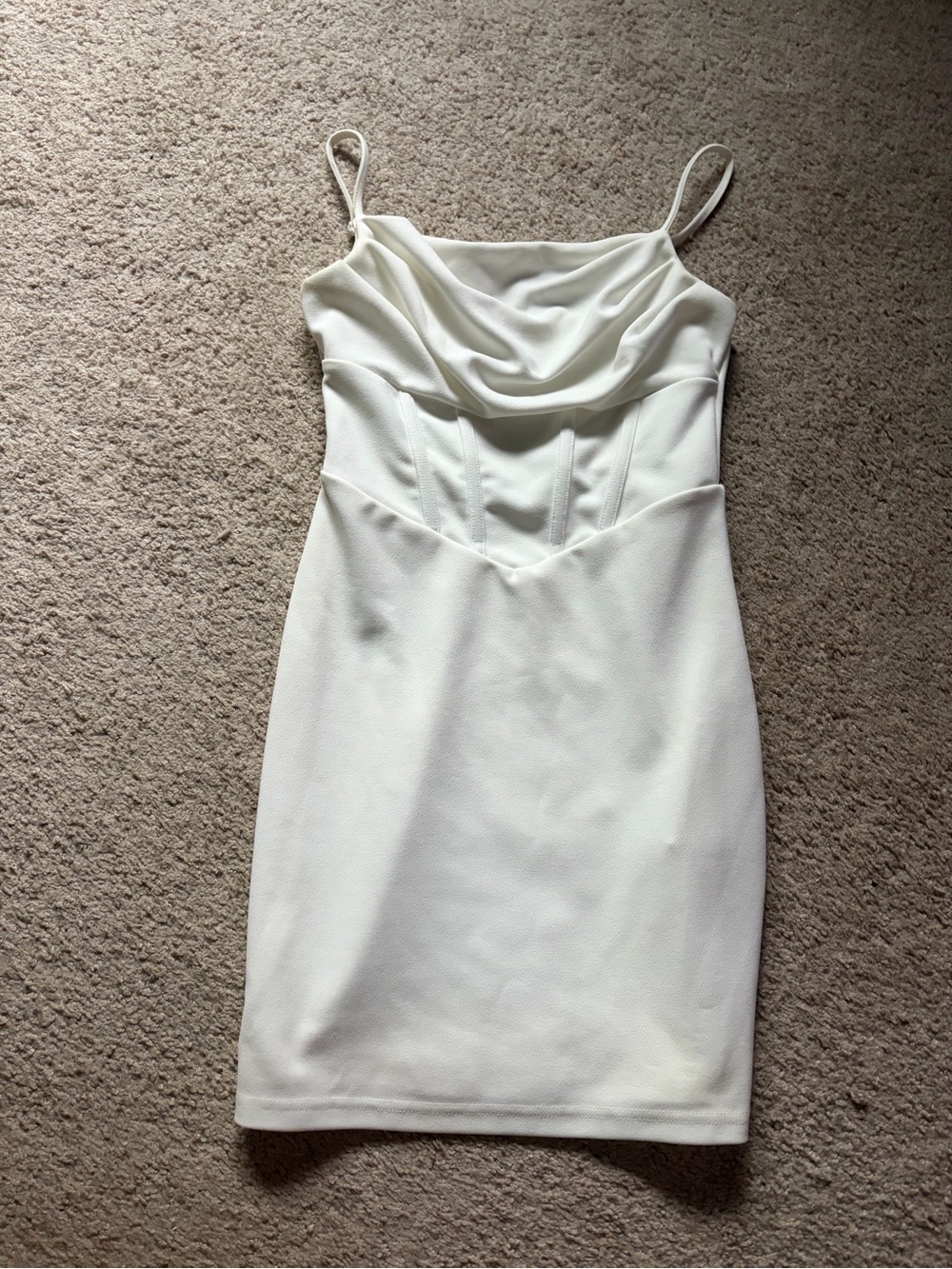 Source Unknown White Cowl Neck Mini Dress
